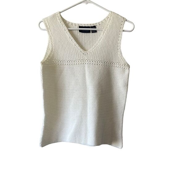 Liz Claiborne White 100% Cotton Knitted Top Coastal Cowgirl Size Small - Picture 1 of 3